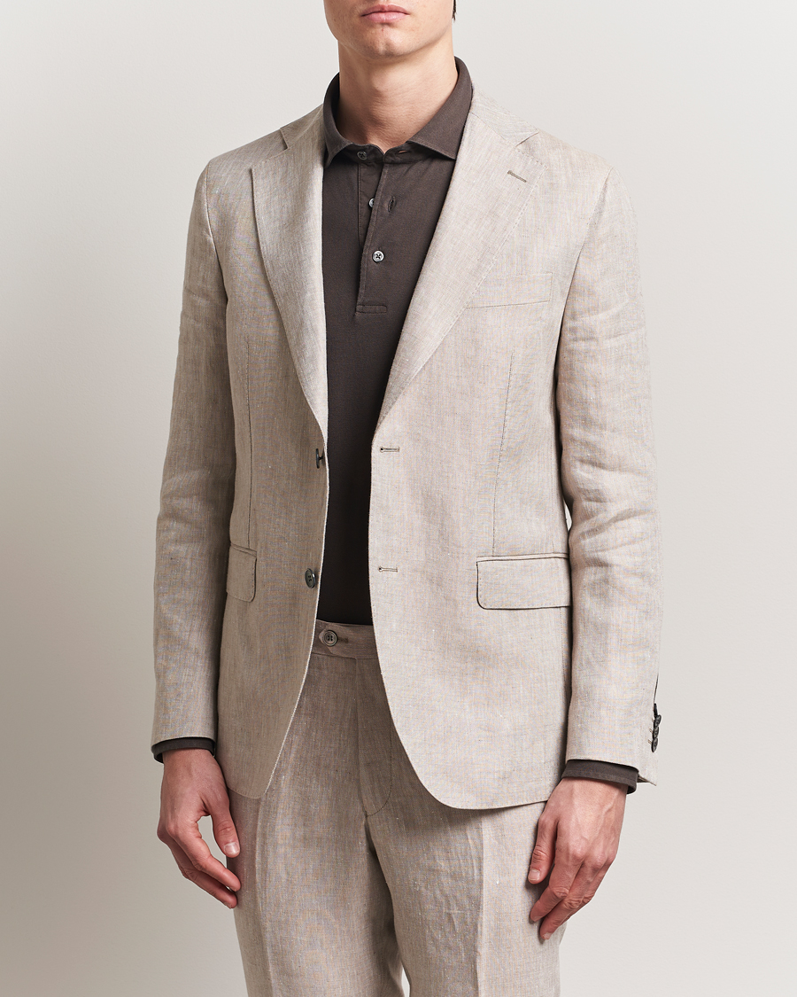 Herr | Kavajer | Oscar Jacobson | Ferry Soft Linen Blazer Beige