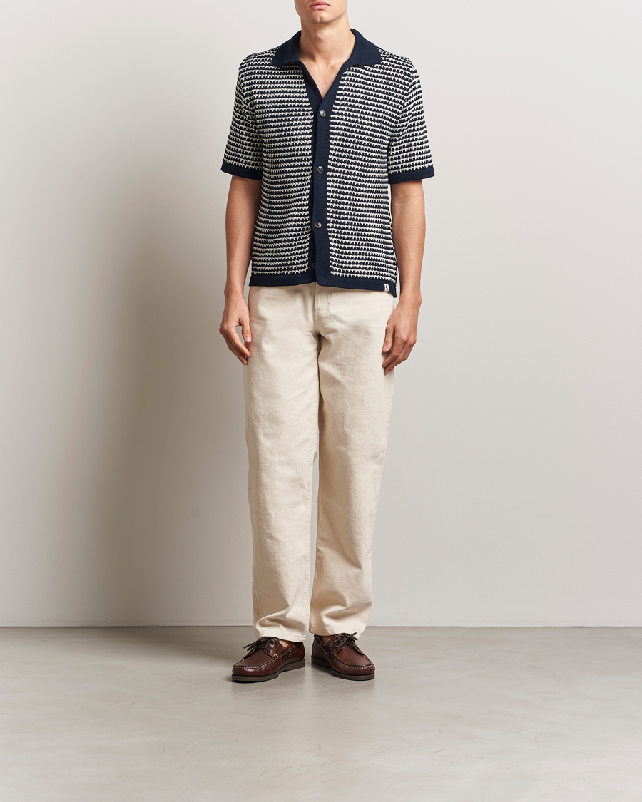 Herr | Skjortor | Peregrine | Island Crochet Knitted Shirt Navy