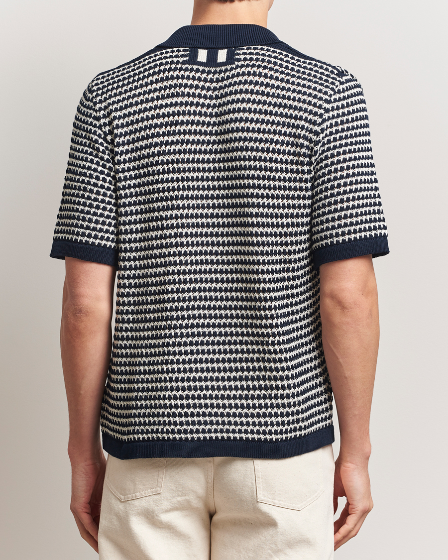 Herr | Skjortor | Peregrine | Island Crochet Knitted Shirt Navy