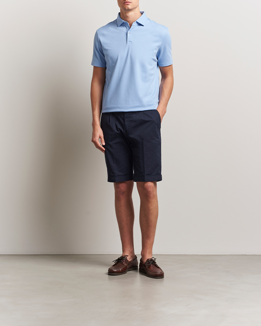 Herr | Pikéer | Charles Tyrwhitt | Short Sleeve Cotton Pique Polo Cornflower Blue