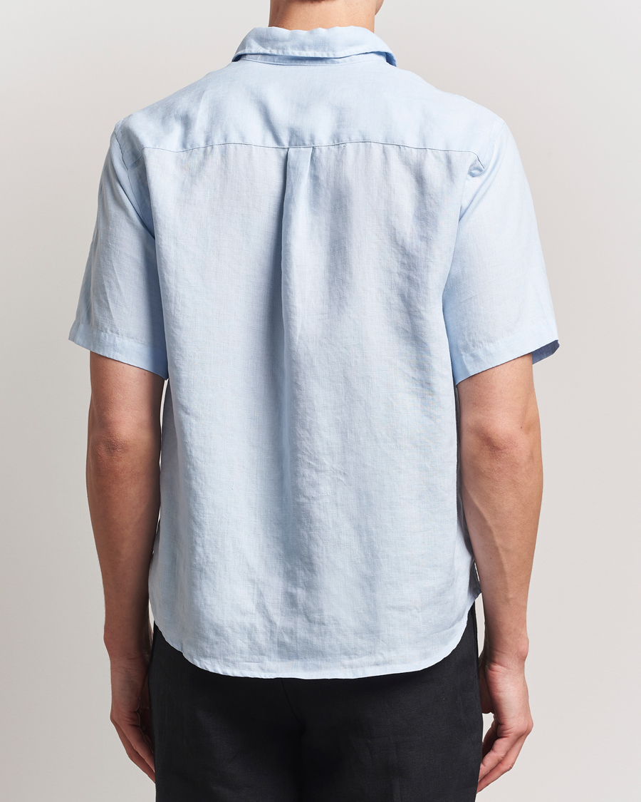 Herr | Skjortor | Colorful Standard | Garment Dyed Linen Short Sleeve Shirt Polar Blue