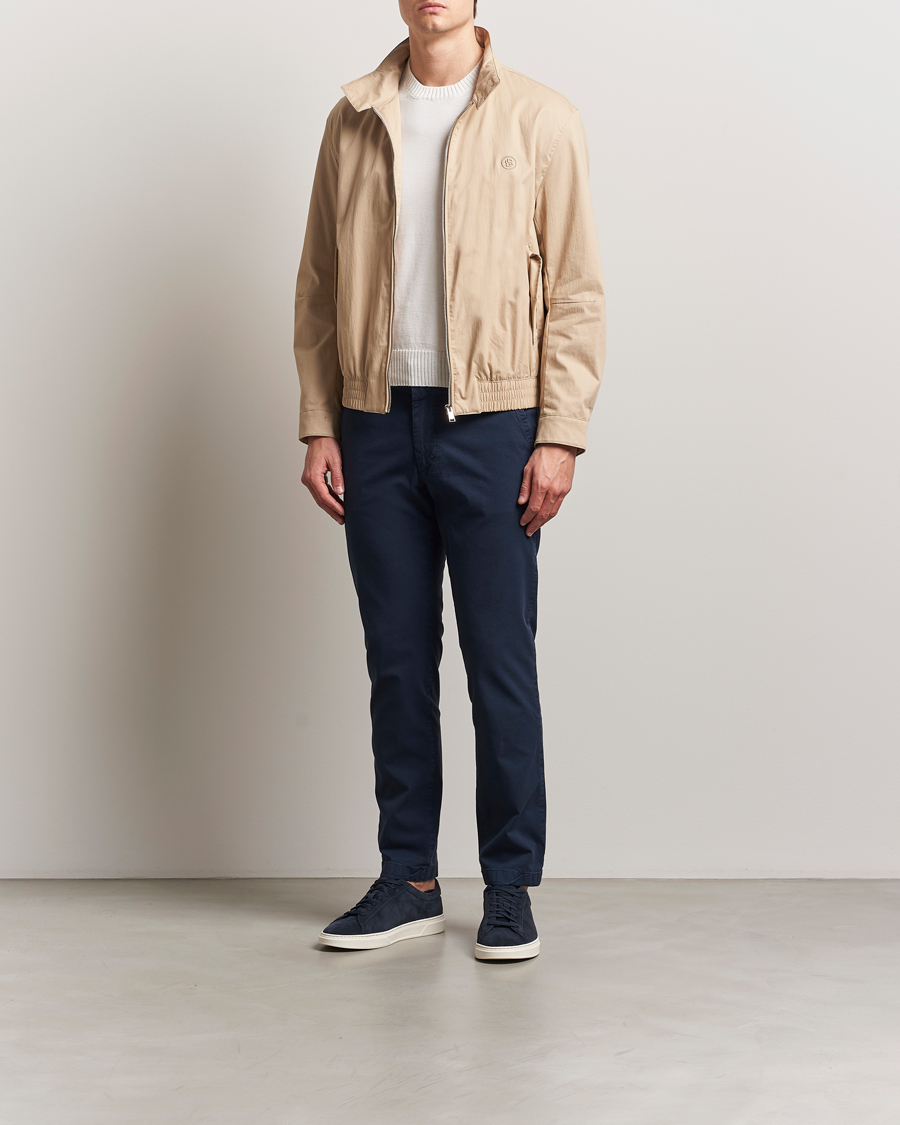 Herr | Byxor | BOSS BLACK | Kaiton Structured Cotton Pants Dark Blue