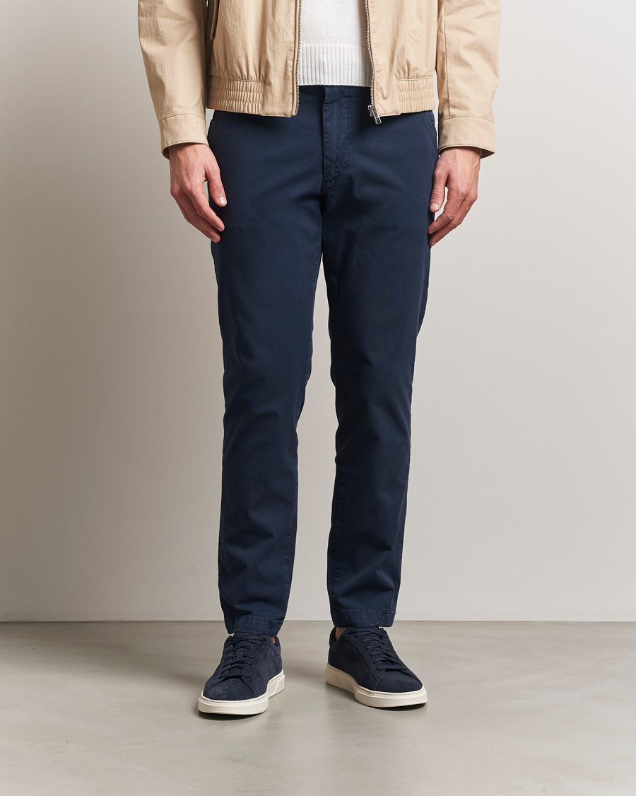 Herr | Byxor | BOSS BLACK | Kaiton Structured Cotton Pants Dark Blue