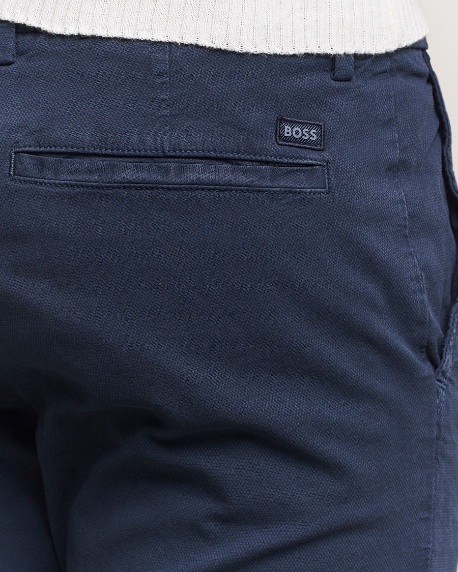 Herr | Byxor | BOSS BLACK | Kaiton Structured Cotton Pants Dark Blue