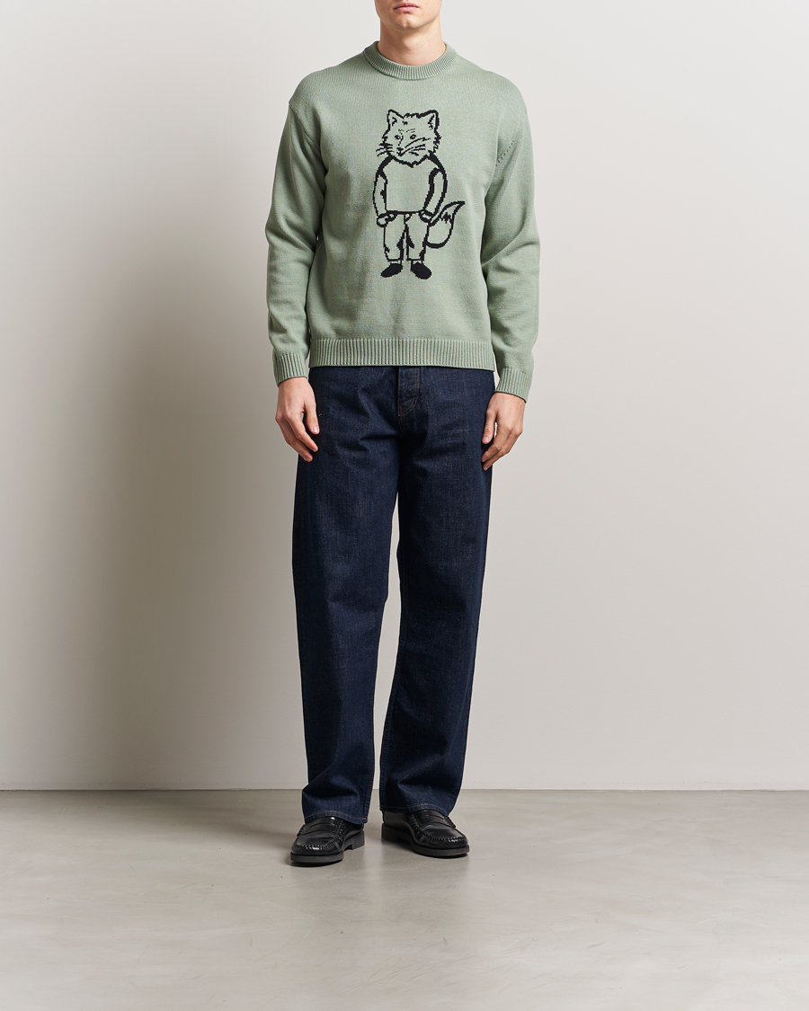 Maison Kitsuné Dressed Fox Knitted Sweater Vert De Gris | Herr - Care of Ca