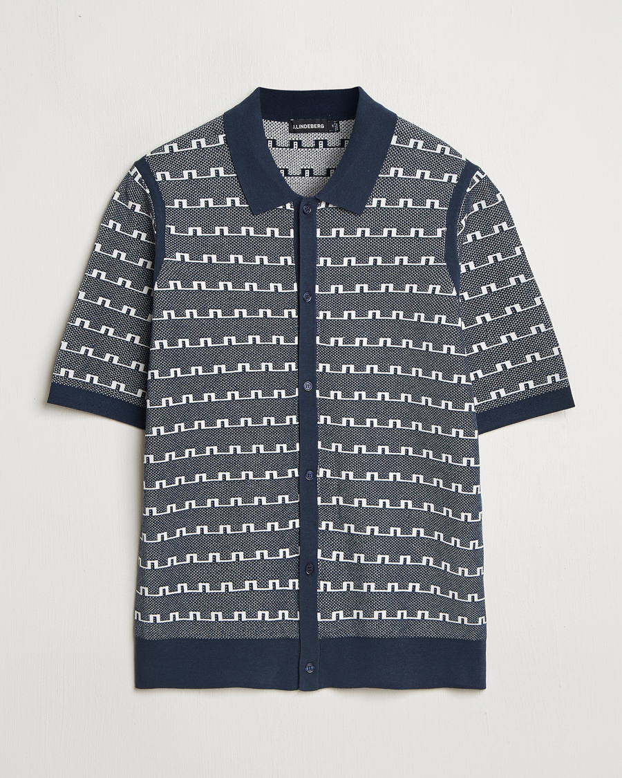 Herr | Skjortor | J.Lindeberg | Rolando Logo Jacquard Polo Navy