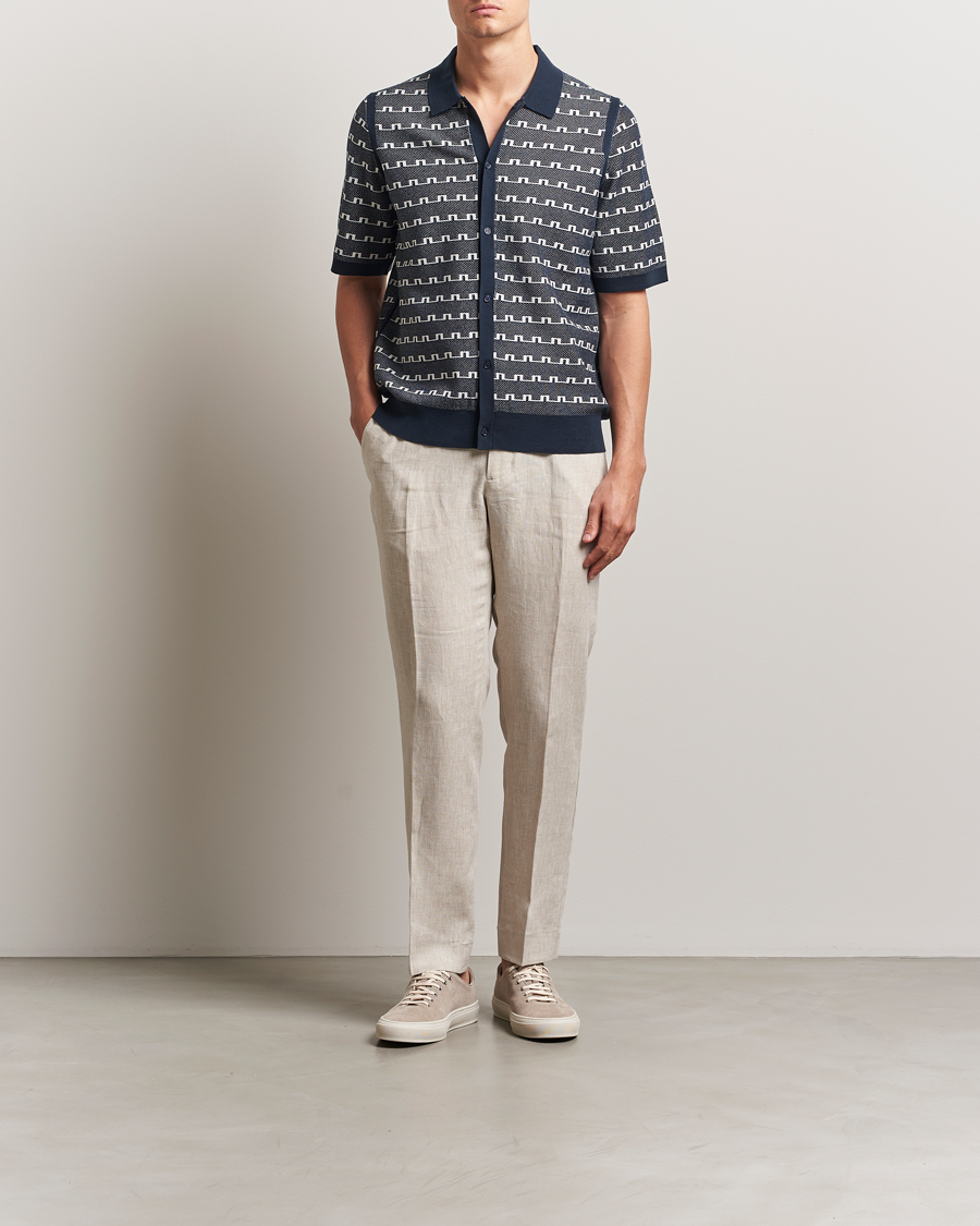 Herr | Skjortor | J.Lindeberg | Rolando Logo Jacquard Polo Navy