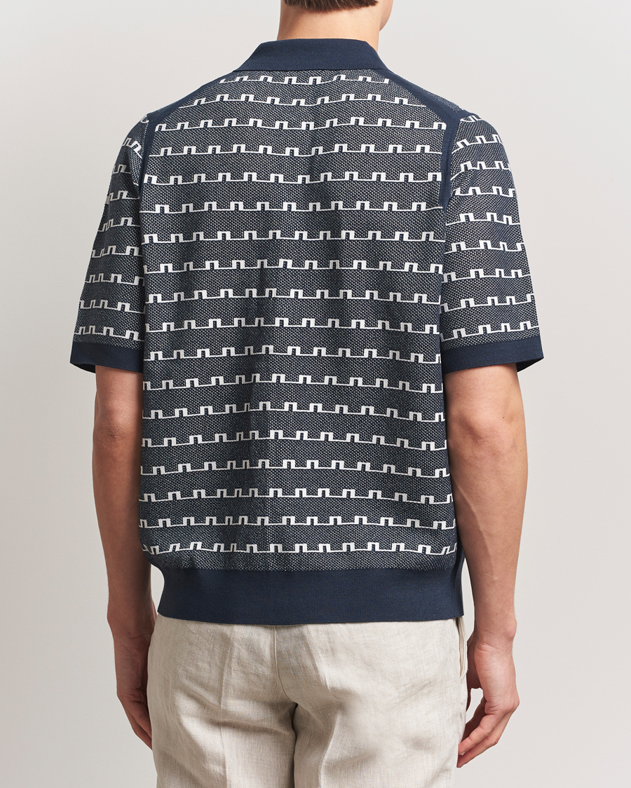 Herr | Skjortor | J.Lindeberg | Rolando Logo Jacquard Polo Navy