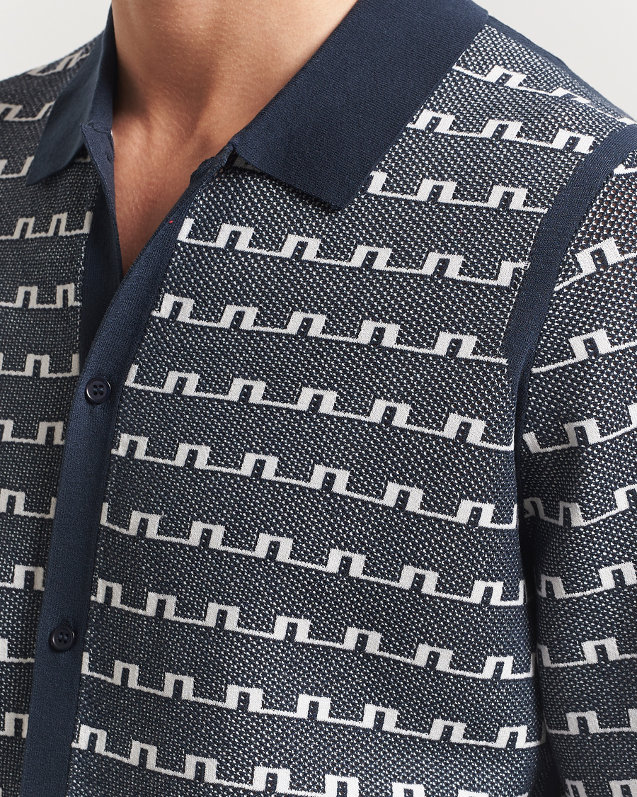 Herr | Skjortor | J.Lindeberg | Rolando Logo Jacquard Polo Navy