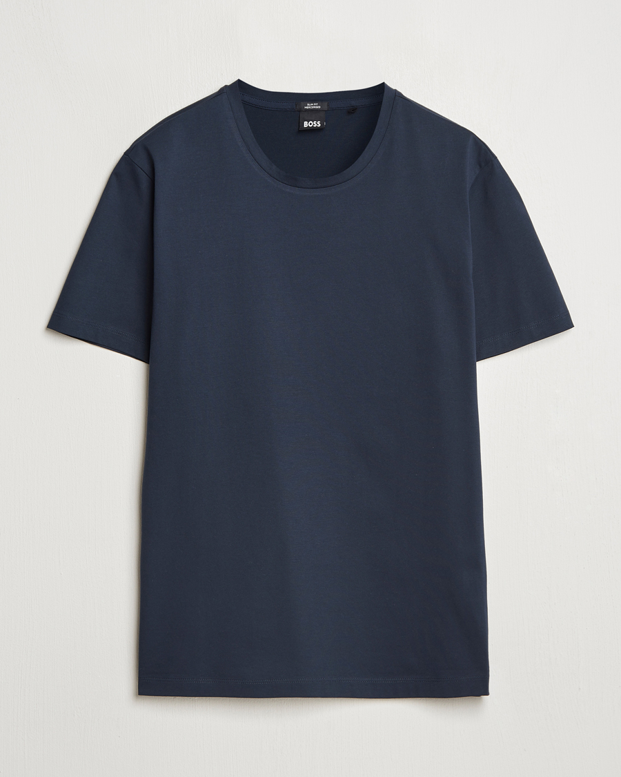 Herr | T-Shirts | BOSS BLACK | Tessler Mercerized Crew Neck T-Shirt Dark Blue