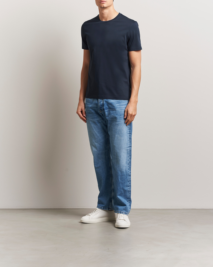 Herr | T-Shirts | BOSS BLACK | Tessler Mercerized Crew Neck T-Shirt Dark Blue