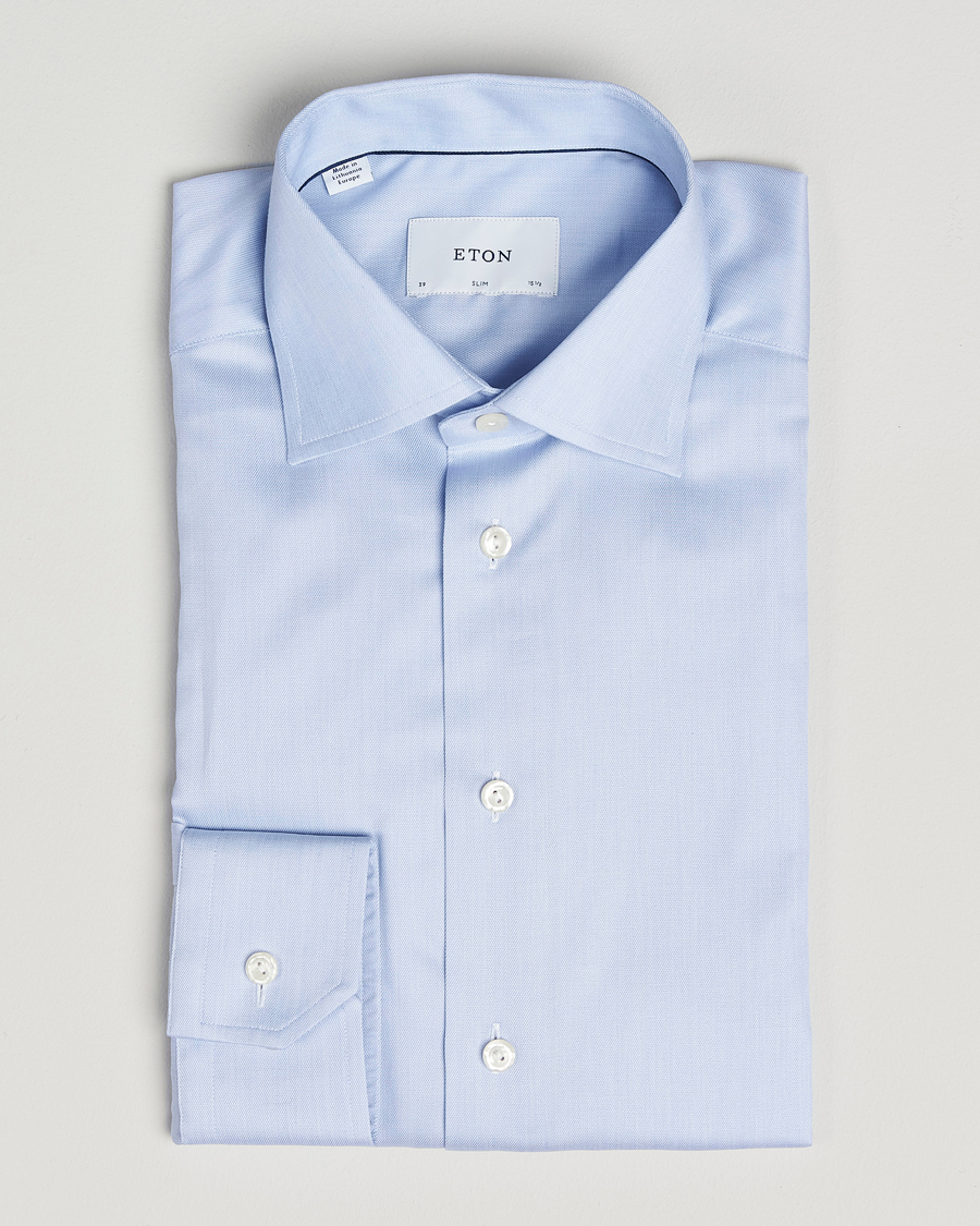 Herr | Skjortor | Eton | Slim Fit Signature Twill Paspoal Shirt Light Blue