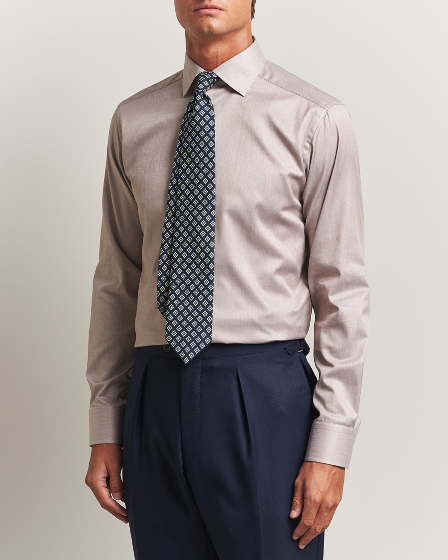Herr | Skjortor | Eton | Slim Fit Signature Twill Paspoal Shirt Beige