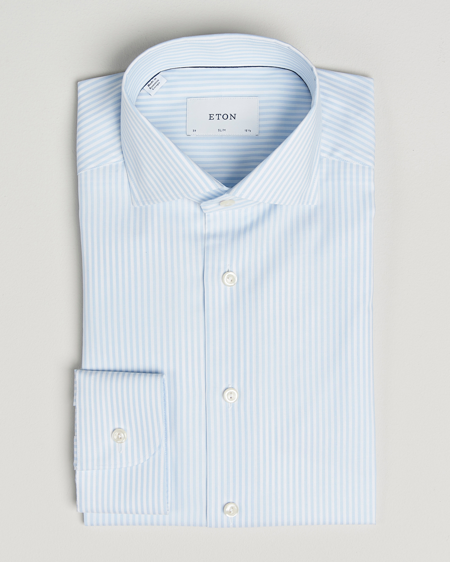 Herr | Skjortor | Eton | Slim Fit Bengal Striped Oxford Shirt Light Blue