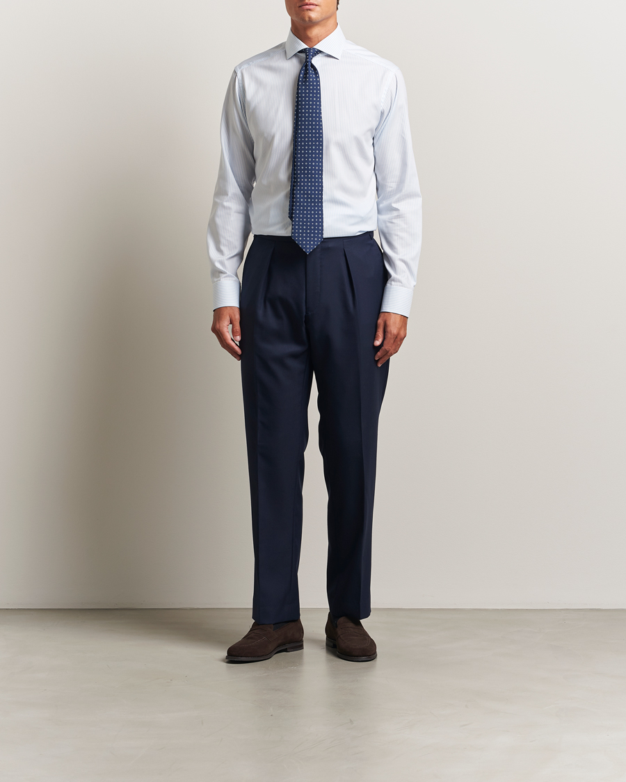 Herr | Skjortor | Eton | Slim Fit Bengal Striped Oxford Shirt Light Blue