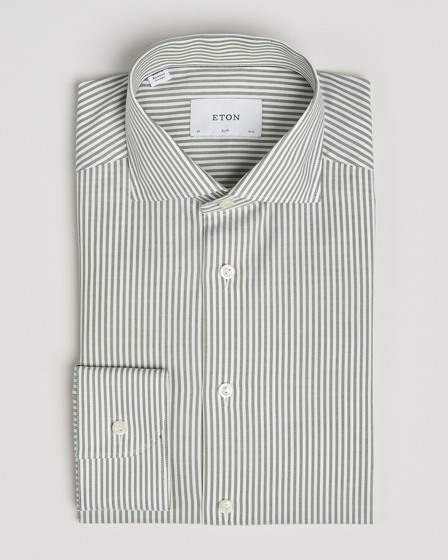 Herr | Skjortor | Eton | Slim Fit Bengal Striped Oxford Shirt Green
