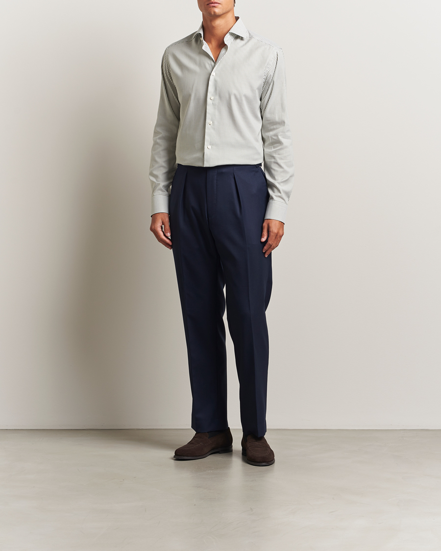 Herr | Skjortor | Eton | Slim Fit Bengal Striped Oxford Shirt Green