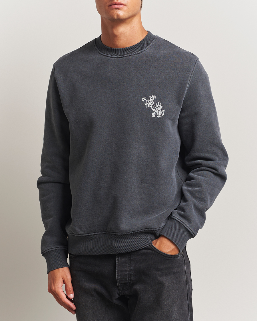 Herr | Tröjor | Samsøe Samsøe | Phil Printed Crew Neck Sweatshirt Washed Black