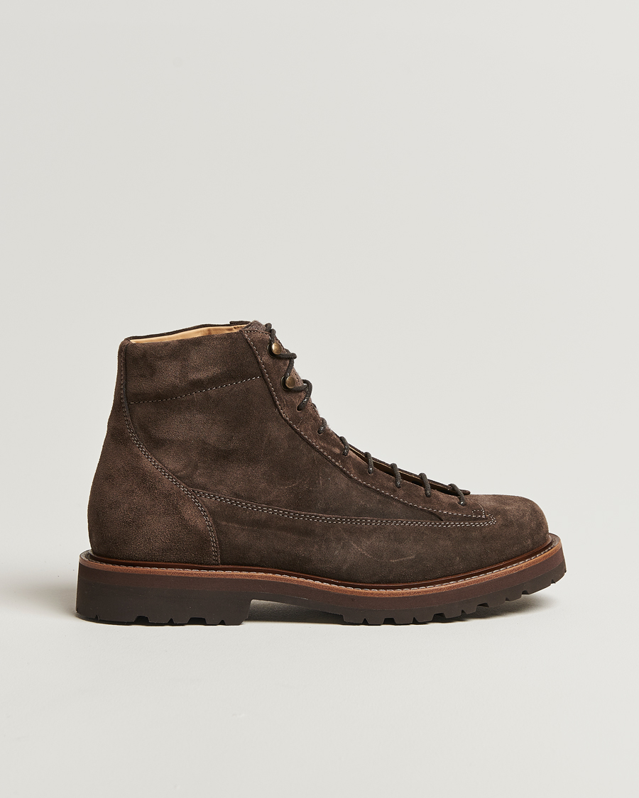 Herr | Kängor | Brunello Cucinelli | Lace Up Boots Dark Brown Suede