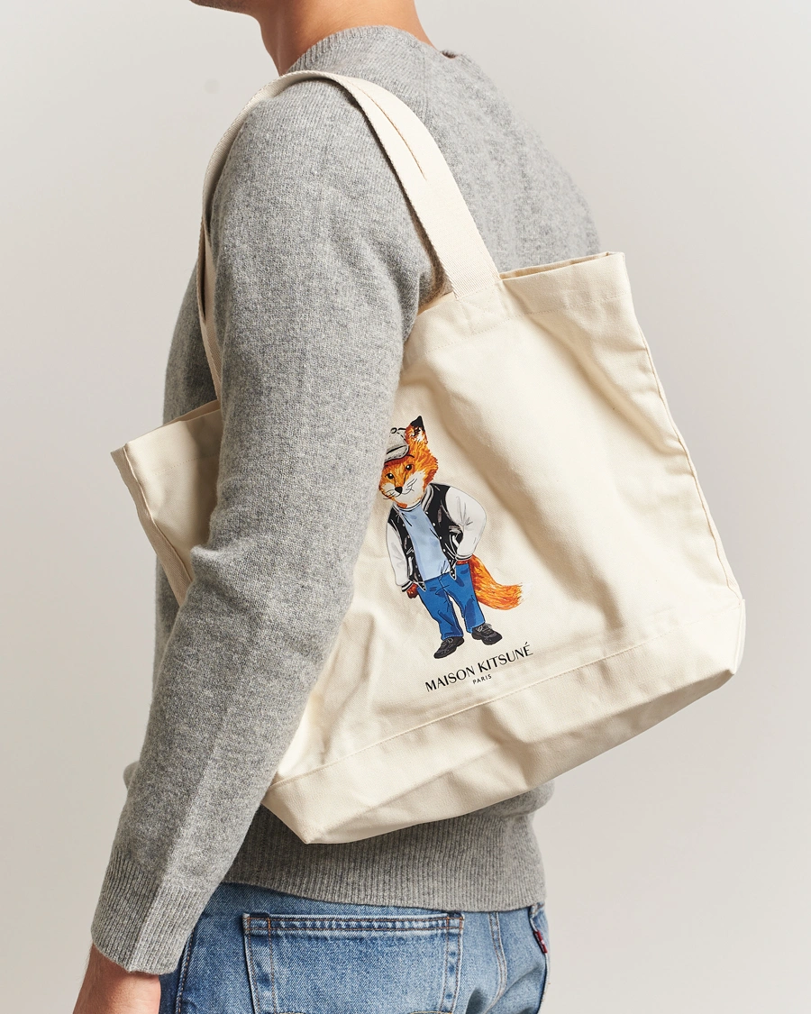Herr | Väskor | Maison Kitsuné | Dressed Fox Tote Bag Ecru