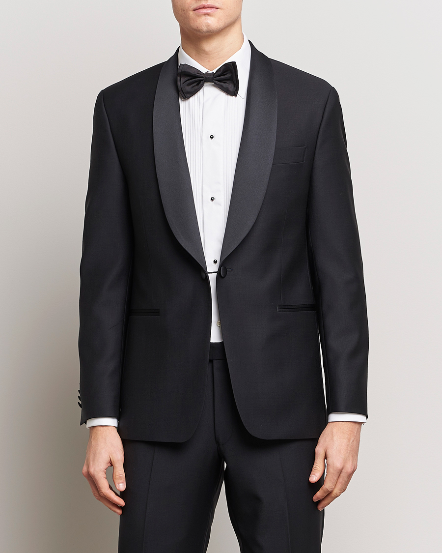 Herr | Smoking | Oscar Jacobson | Figaro/Denz Wool Tuxedo Suit Black