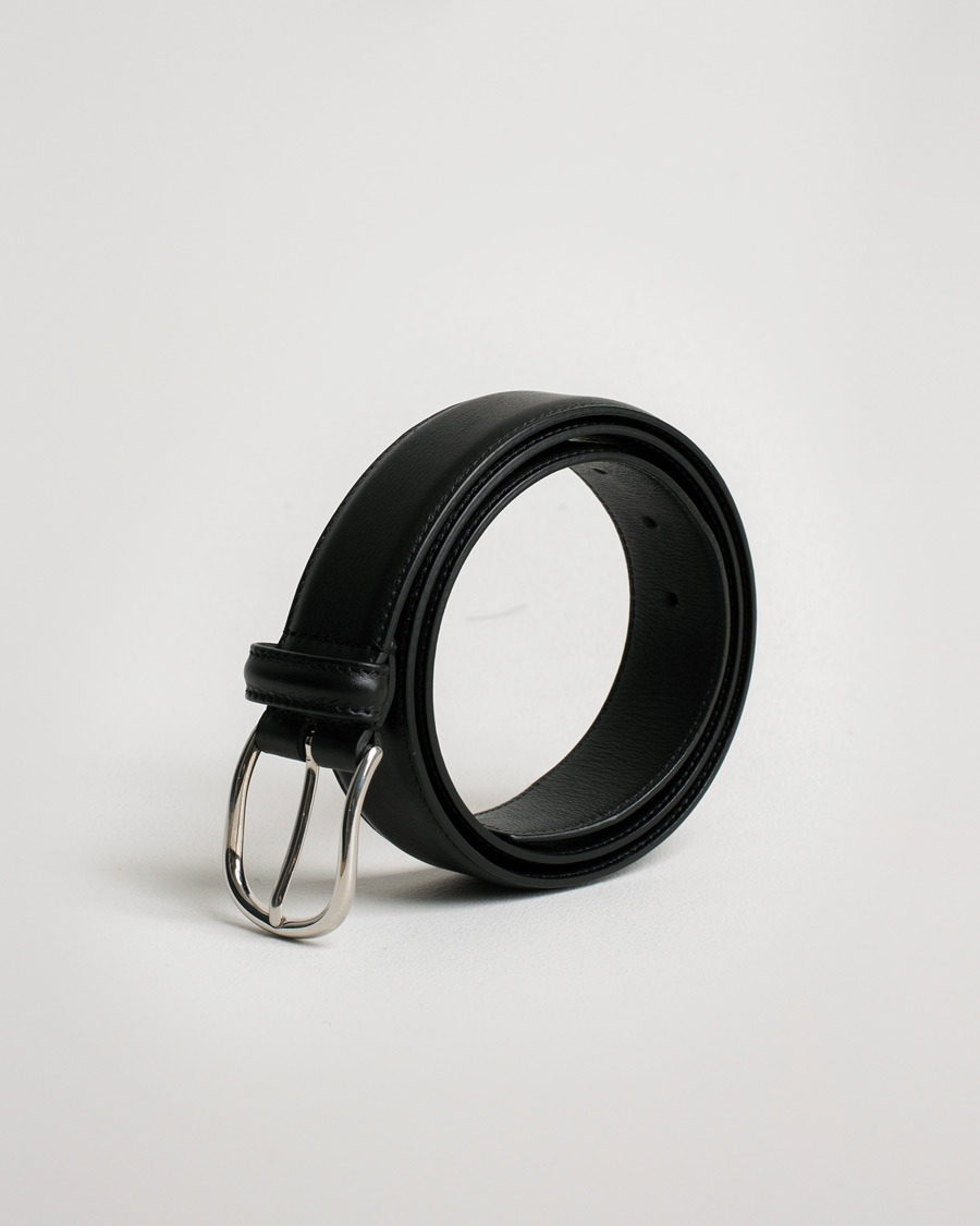 Anderson s Double Nappa Calf 3 5 cm Belt Black