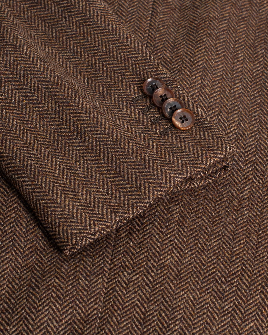 Herr |  | Pre-owned | Caruso Herringbone Wool Cashmere Blazer Brown 50