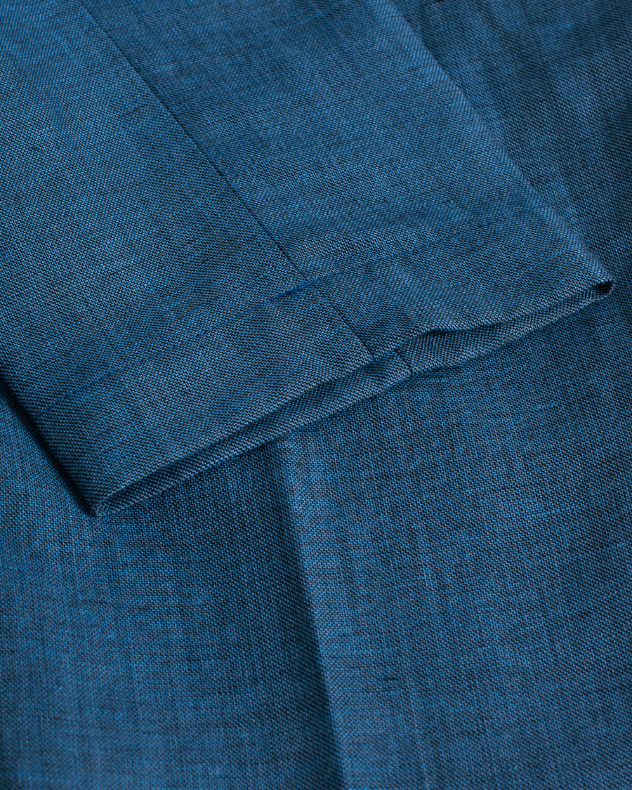 Herr |  | Pre-owned | PT01 Slim Fit Pleated Linen Blend Trousers Dark Blue