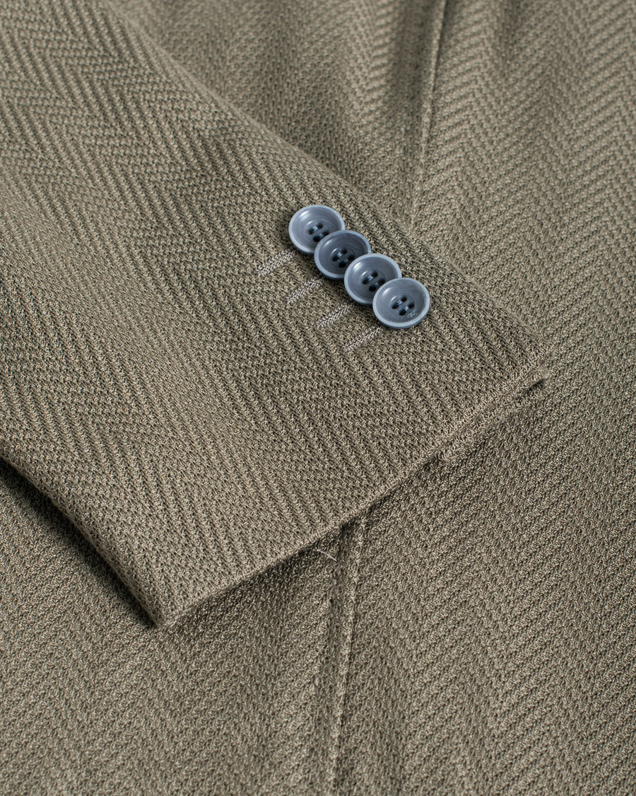 Herr |  | Pre-owned | Canali Textured Cotton Jersey Blazer Olive