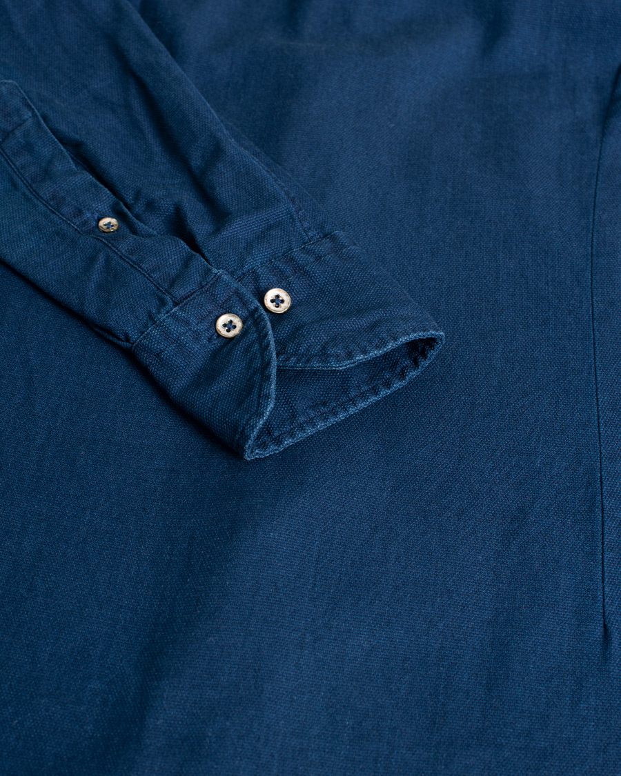 Herr | Pre-owned Skjortor | Pre-owned | Stenströms Slimline Washed Structured Denim Shirt Indigo Blue