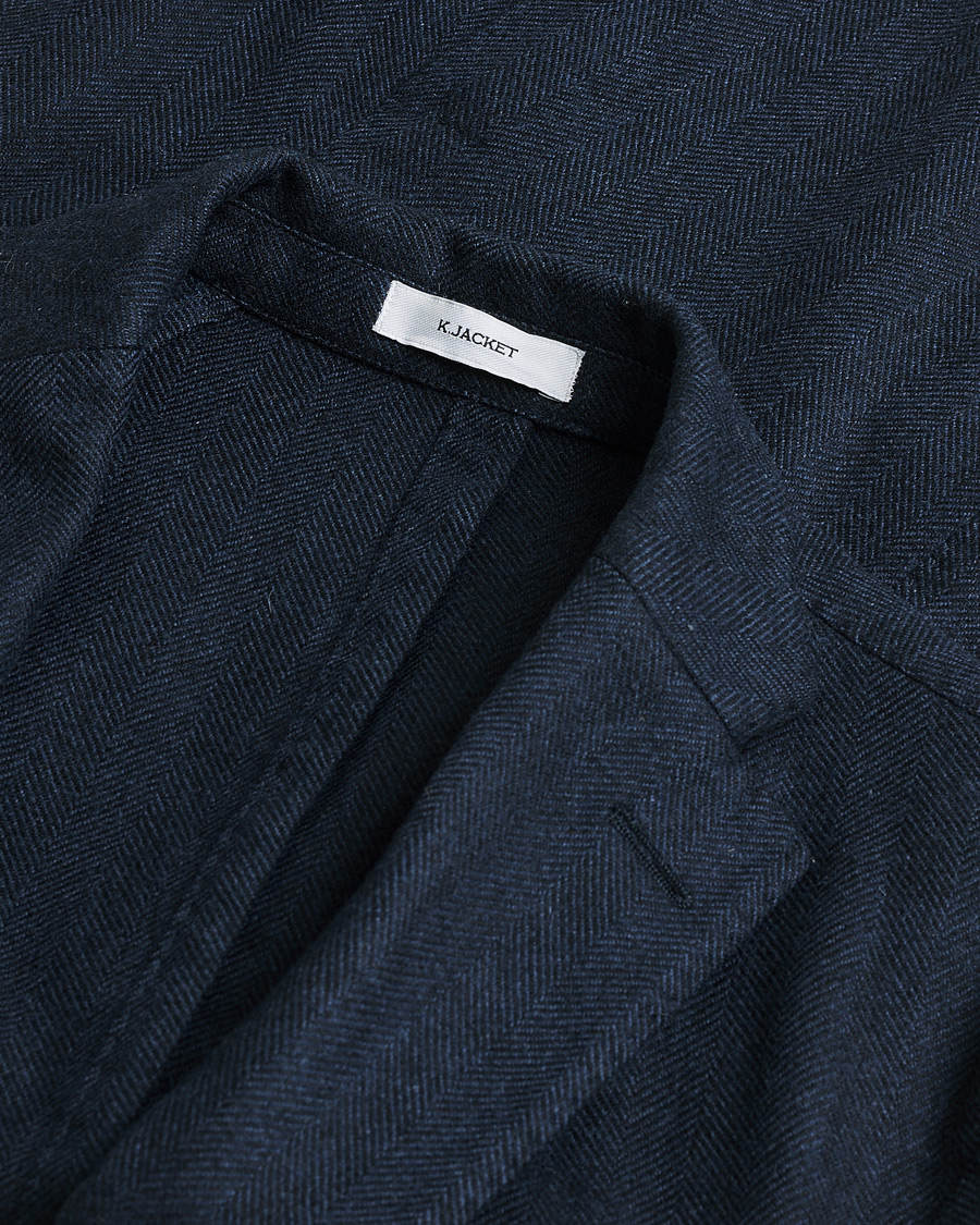 Herr | Pre-owned Kavajer | Pre-owned | Boglioli K Jacket Herringbone Wool Blazer Navy 46