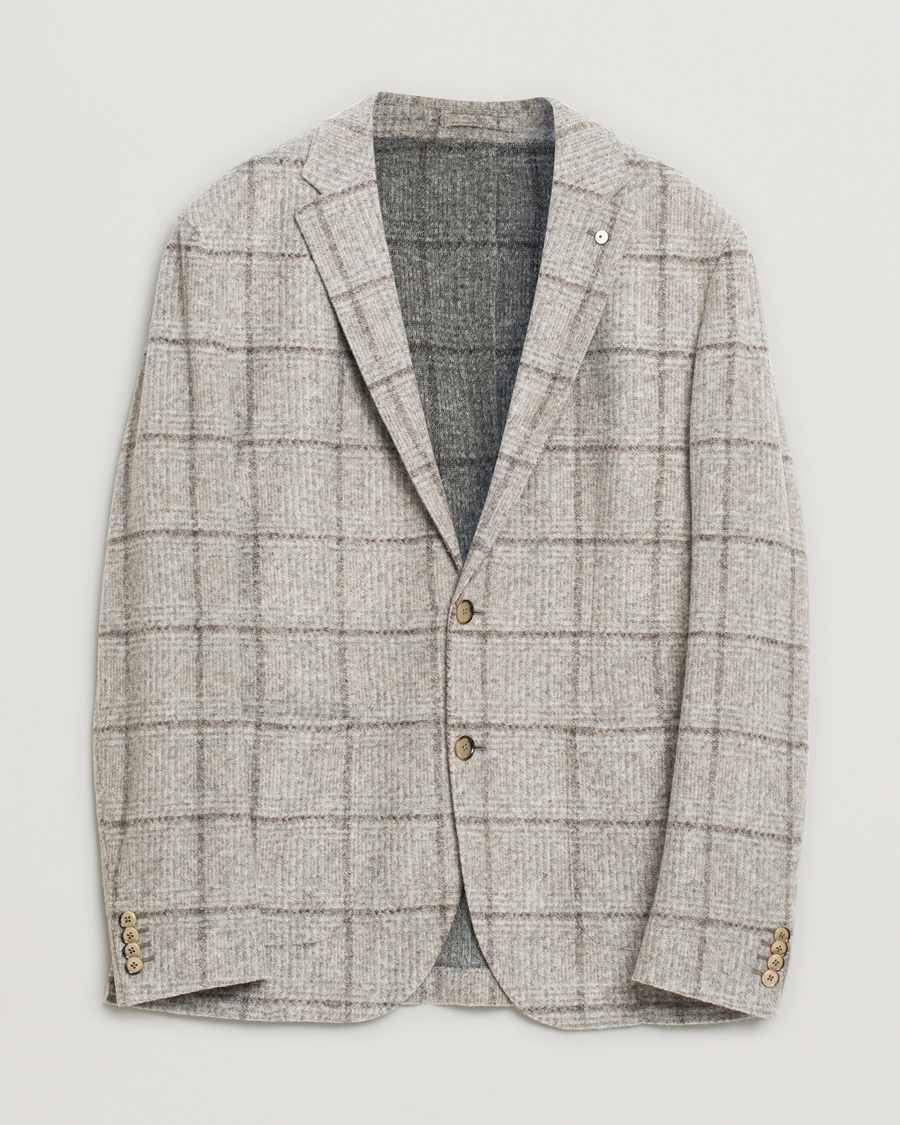 Herr | | Pre-owned | L.B.M. 1911 Jack Checked Wool Blazer Light Grey 56