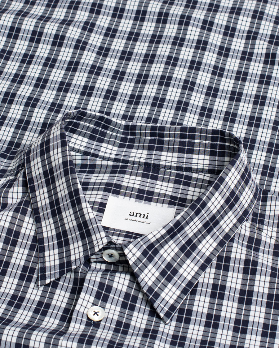 Herr | AMI Boxy Fit Short Sleeve Shirt Navy Check | Pre-owned | AMI Boxy Fit Short Sleeve Shirt Navy Check