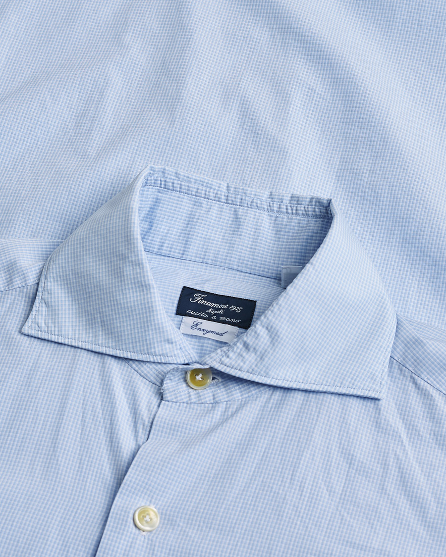 Herr | Pre-owned Skjortor | Pre-owned | Finamore Napoli Milano Slim Washed Dress Shirt Blue Check