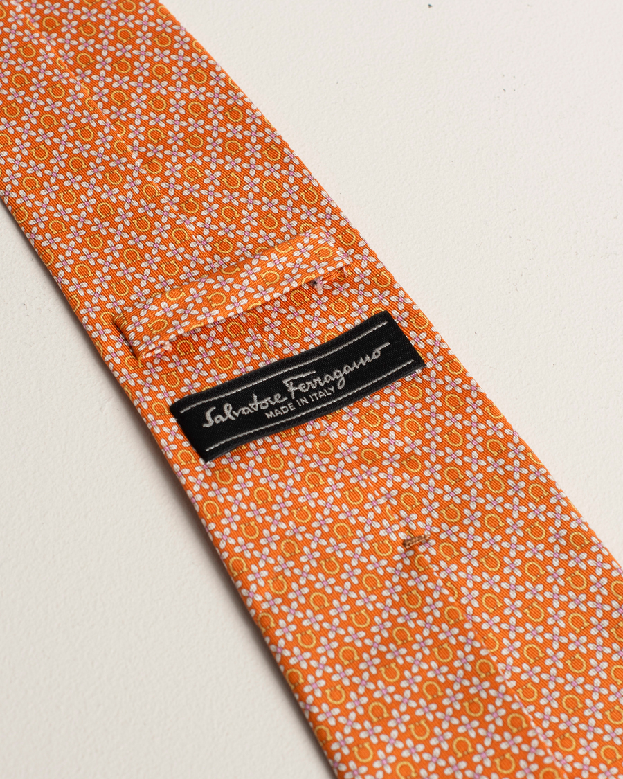 Herr |  | Pre-owned | Ferragamo Monogram Silk Tie Orange